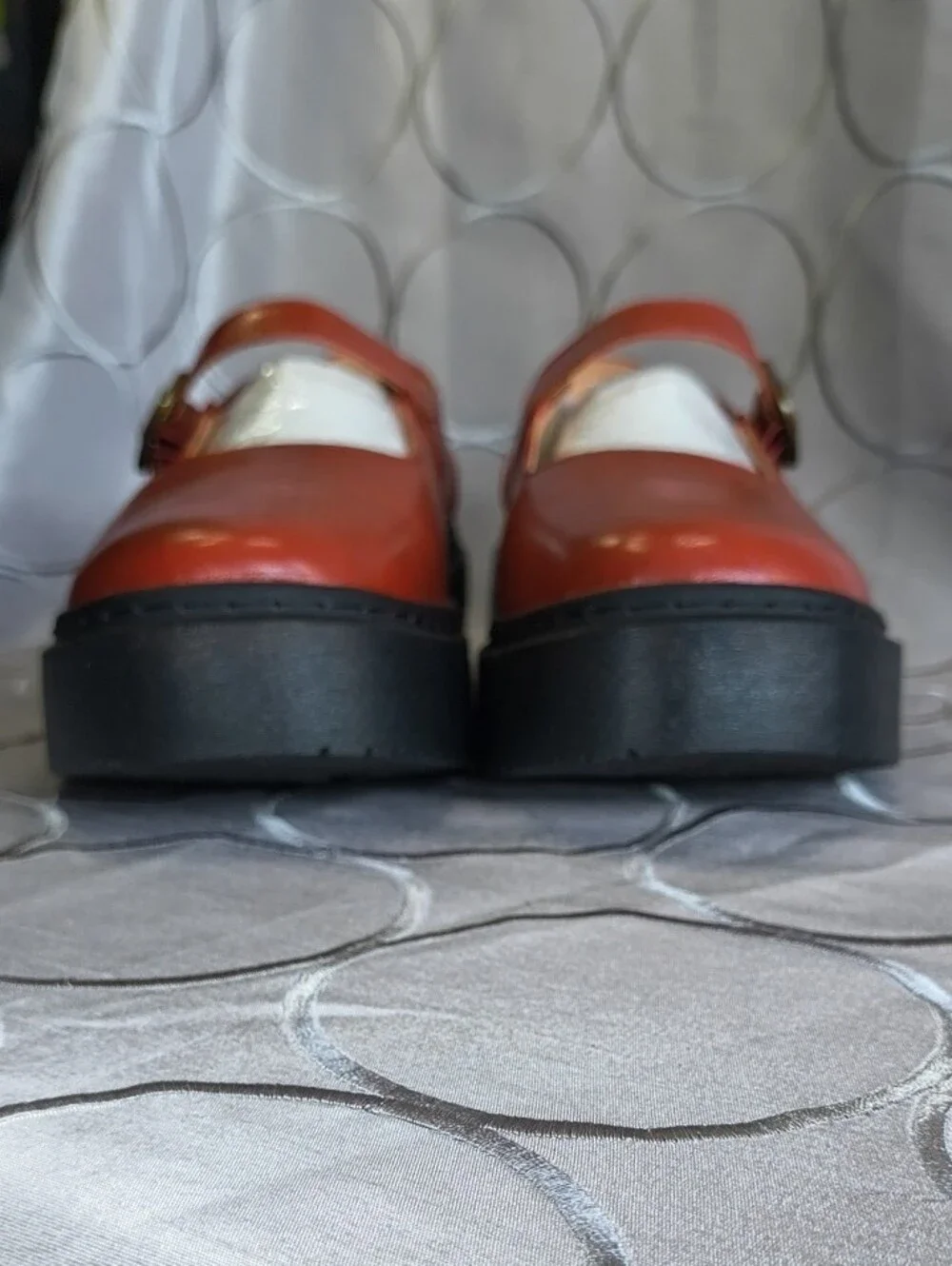 Platform Mary Jane Shoes in Red with Chunky Sole SS1